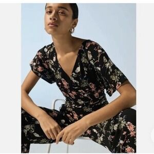 Banana Republic Rayon Jumpsuit Kimono Sleeve Birdseye Print Size 2